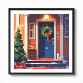 Christmas Decoration On Home Door Golden Ratio Fake Detail Trending Pixiv Fanbox Acrylic Palette (1) Art Print