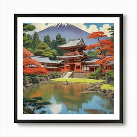 Byodo In Temple Japan Vintage Travel Art 1 Art Print 2 Art Print