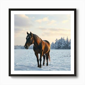 Horse In The Snow 17 Art Print