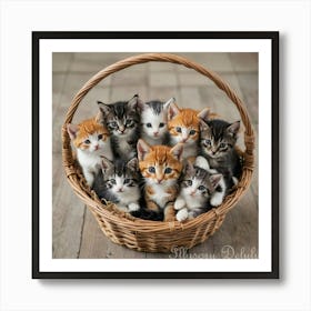 Basket of Kittens Art Print