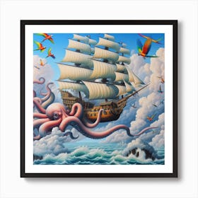 Octopus Skies: A Surreal Swashbuckling Adventure Art Print