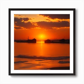 Sunset Over The Sea Art Print