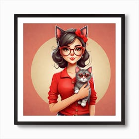 Cat Girl Art Print