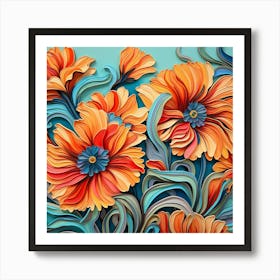 3d Paper Flowers 1 Art Print