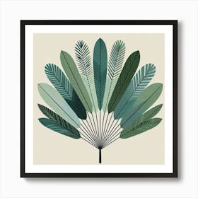 Scandinavian style, Green fan of palm leaves Art Print