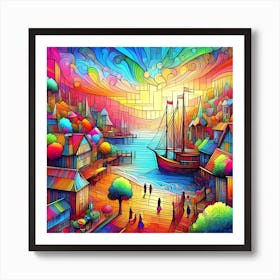 Colorful Of A City Art Print