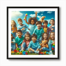 Group Of Children Playing With Toys Art Print
