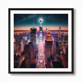 New York City At Night Art Print