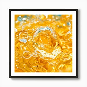 Close Up Of Yellow Liquid Art Print