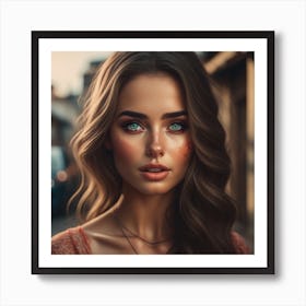Portrait Of A Girl With Blue Eyes Art Print