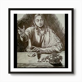 Jesus Blessing The Table; Graphics by Caravaggio Art Print