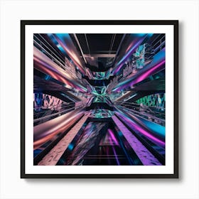 Innovative Mixed Media Style Digital Art Combining 3d, Glitch Art, And Photography Art Print