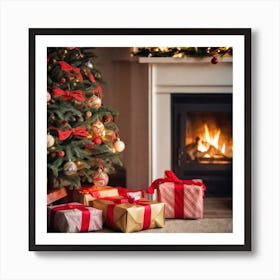 Christmas Tree With Presents 17 Art Print