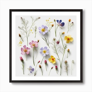 Pressed Flowers: A Captivating Study in Nature&#39;s Artistry - Pressed  Dried flowers on white background Art Print for Sale by EmeraldeaArt