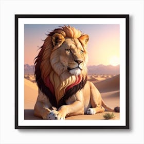 Lion In The Desert 1 Art Print