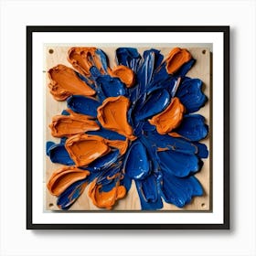 Blue And Orange Flowers Art Print