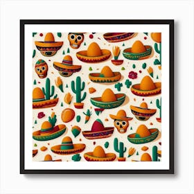 Mexican Sombrero Pattern Art Print