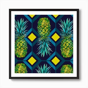 Pineapple Geometric Tile Art Print