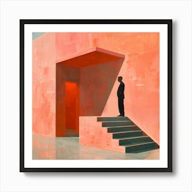 Man On Stairs Art Print