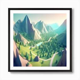 Low Poly Landscape 2 Art Print