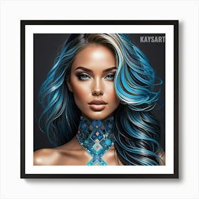 Blue Haired Woman Art Print