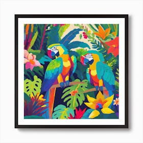 Parrots In The Jungle 7 Art Print