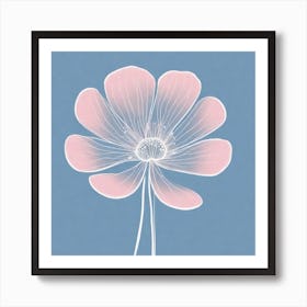 A White And Pink Flower In Minimalist Style Square Composition 479 Art Print