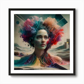 Woman With Colorful Hair 2 Art Print