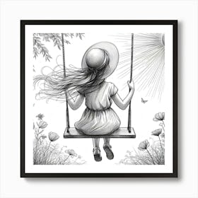 Little Girl On Swing Poster