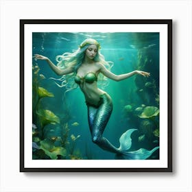 Elf Water Aquatic Mermaid Nymph Ocean River Lake Creature Magical Enchanting Ethereal Gr (7) Art Print