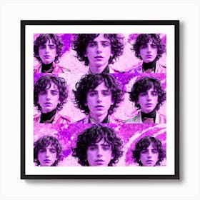 Timothée in Lavender: A Warholian Ode to Modern Ephemera Art Print