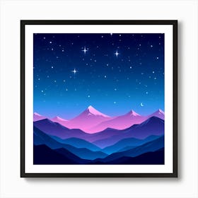 Night Sky With Mountains Art Print