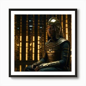 Default Ancient Astronaut Pharaoh Meditating Nemes Helmet Refl 0 1 Art Print