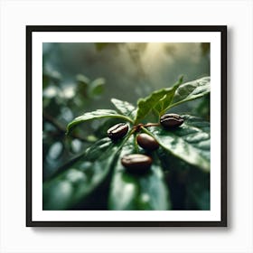 Coffee Beans On A Leaf Art Print