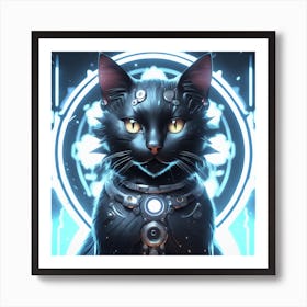 Black Cat With Glowing Eyes Art Print