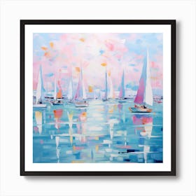 Sailboats At Sunset 1 Art Print