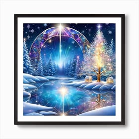 Christmas Tree In The Snow 4 Art Print
