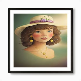 Girl In Hat Art Print