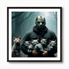 Jason Voorhees with Kittens Art Print