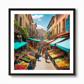 Fruit And Vegetable Market In Morocco Art Print Art Print