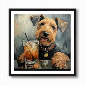 Airedale Welshie At The Bar 14 Art Print