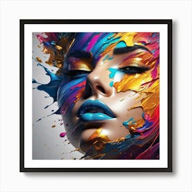 Paint Splashed Face Art Print