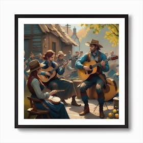 Folk Music Gathering Art Print