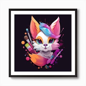 Cute Fox Painting Art Print