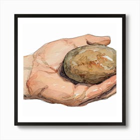 Hand Holding A Rock Art Print