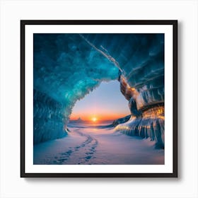 Ice Cave At Sunset Art Print