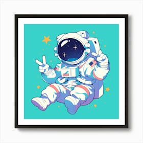 Peace Sign Astronaut Art Print