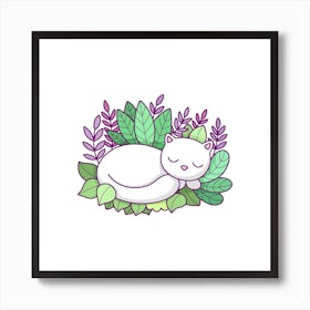 Garden Cat Square Art Print