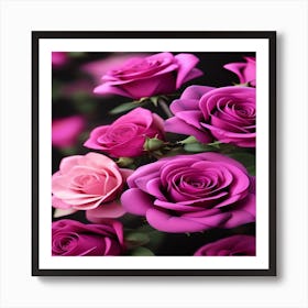 Pink Roses Wallpaper Art Print