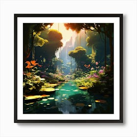 Botanical Plants Landdscape Blending Styles Of Greg Rutkowski Loish Rhads Beeple Makoto Shinkai Art Print